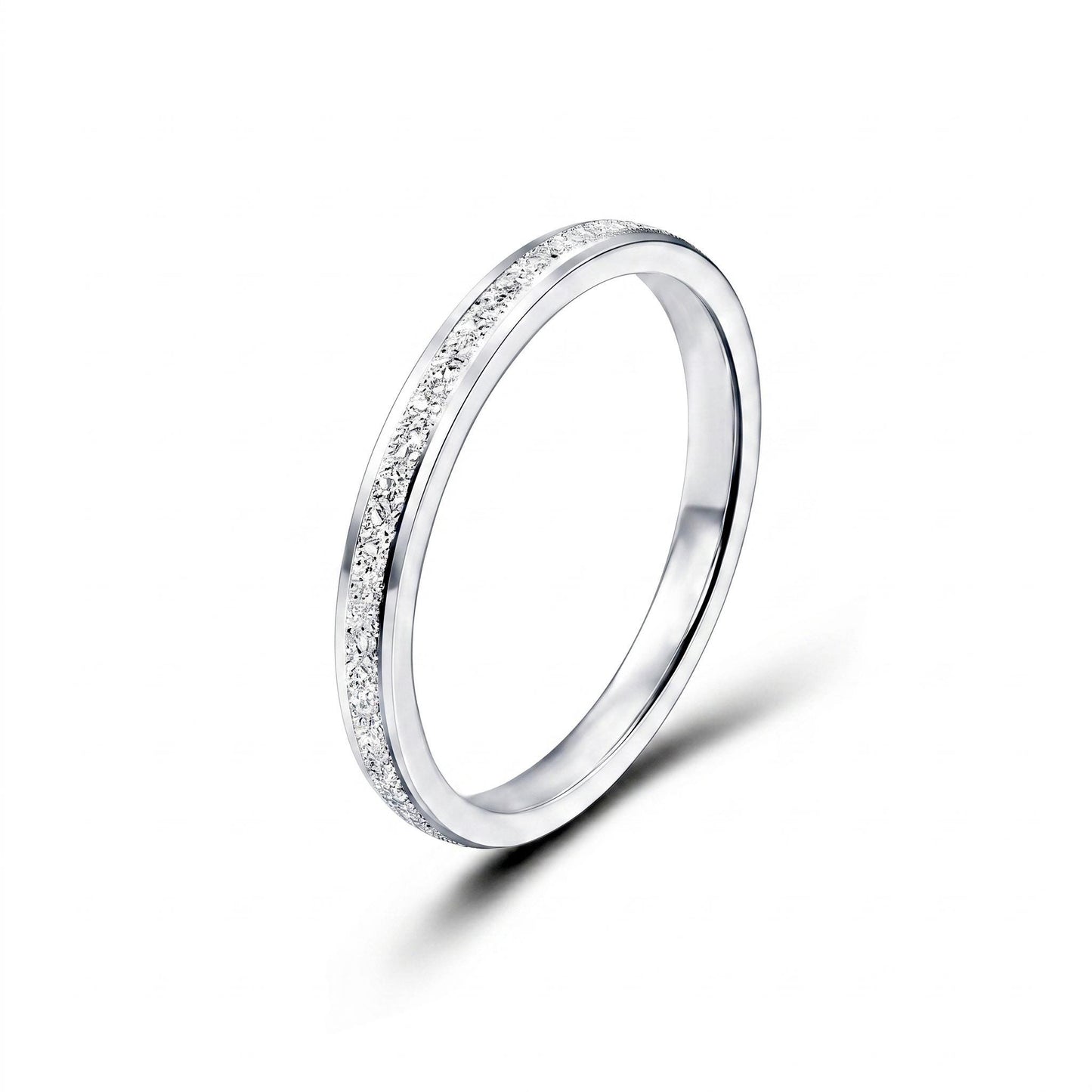 PT950 platinum textured wedding band 3mm side profile