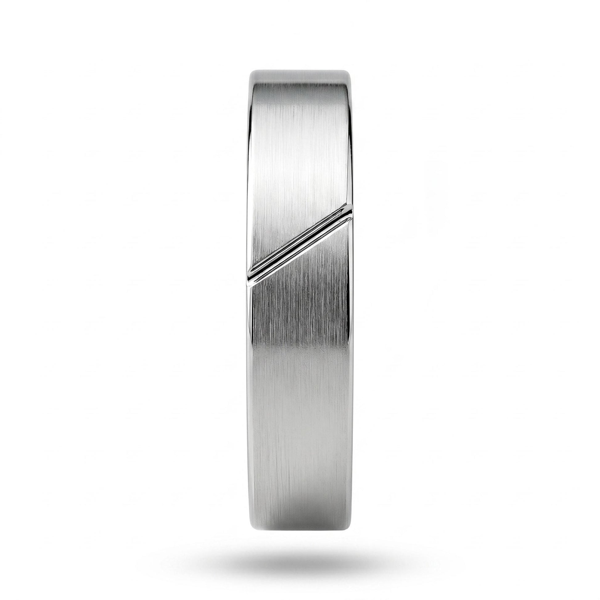 PT950 platinum brushed matte wedding band 5mm side profile