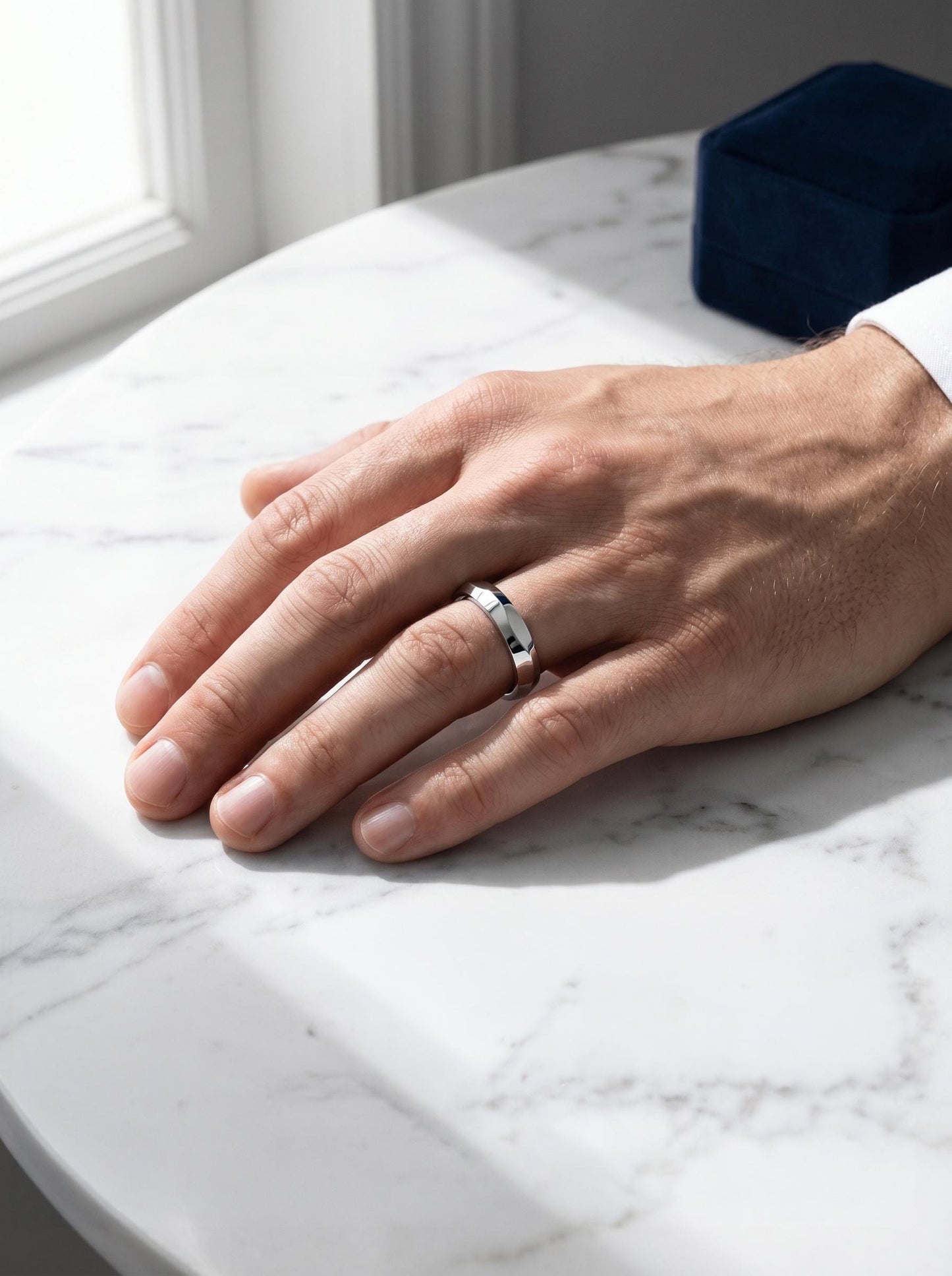 PT950 platinum faceted statement ring 5mm scale and proportion view