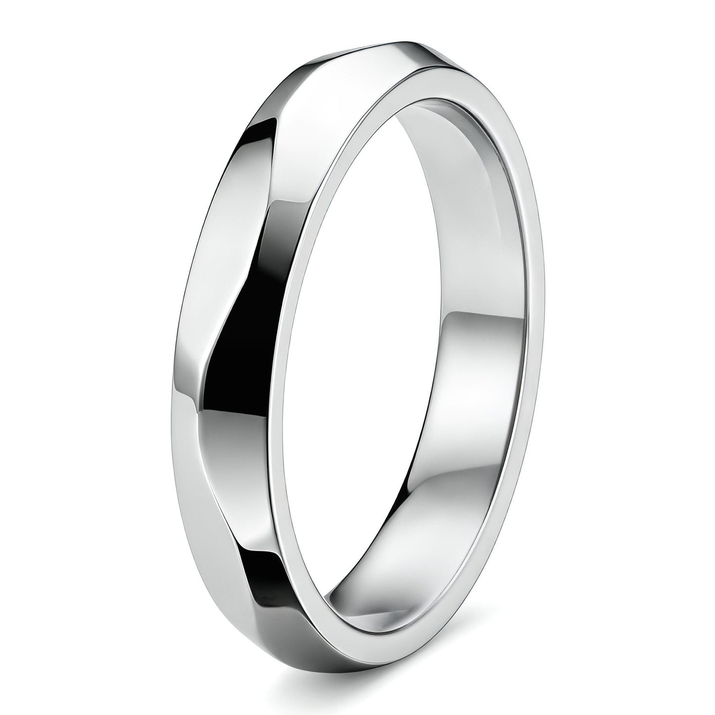 PT950 platinum faceted statement ring 5mm angled view