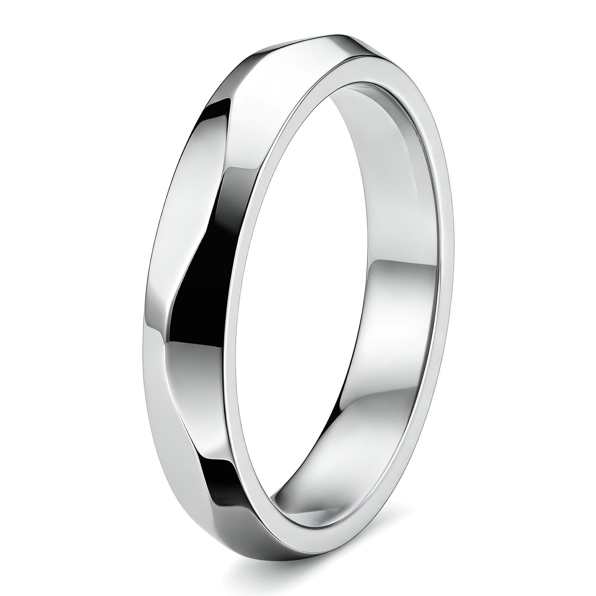 PT950 platinum faceted statement ring 5mm angled view