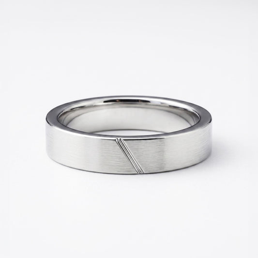 PT950 platinum brushed matte wedding band 5mm front view