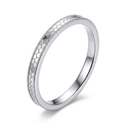 PT950 platinum faceted wedding band 2mm close-up detail