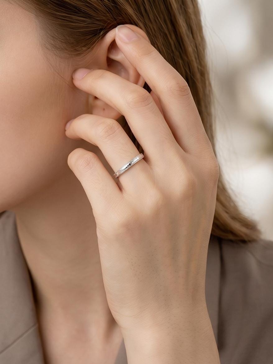 PT950 platinum faceted wedding band 2mm side profile
