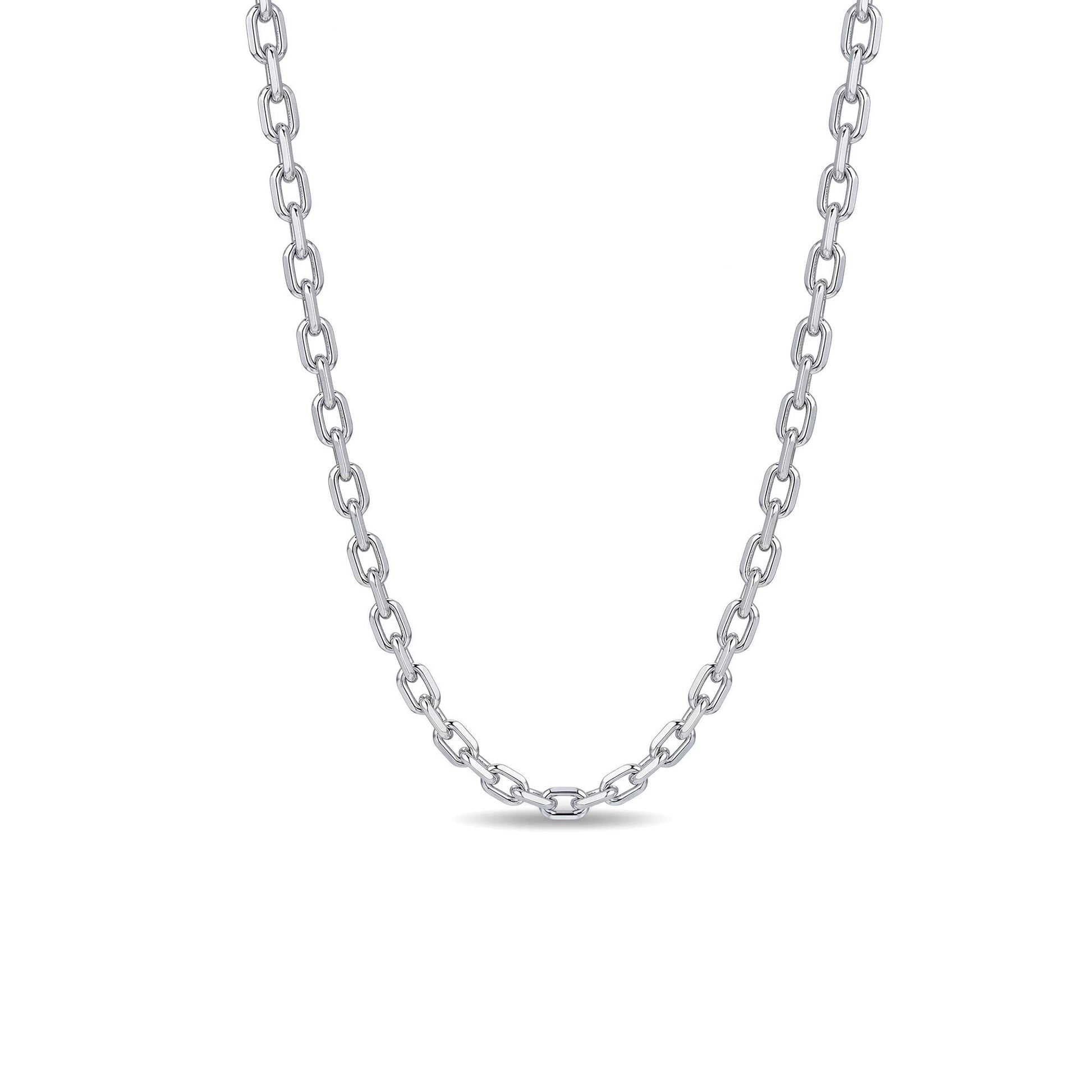 Solid PT950 platinum 2.5mm cable chain necklace isolated on white