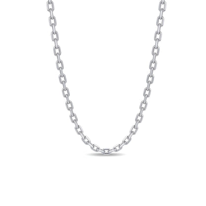 Solid PT950 platinum 2.5mm cable chain necklace isolated on white