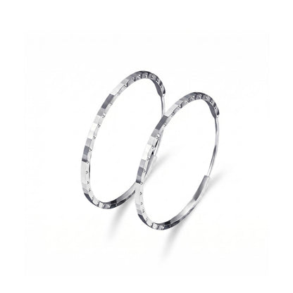 Pair of solid PT950 platinum diamond-cut hoop earrings