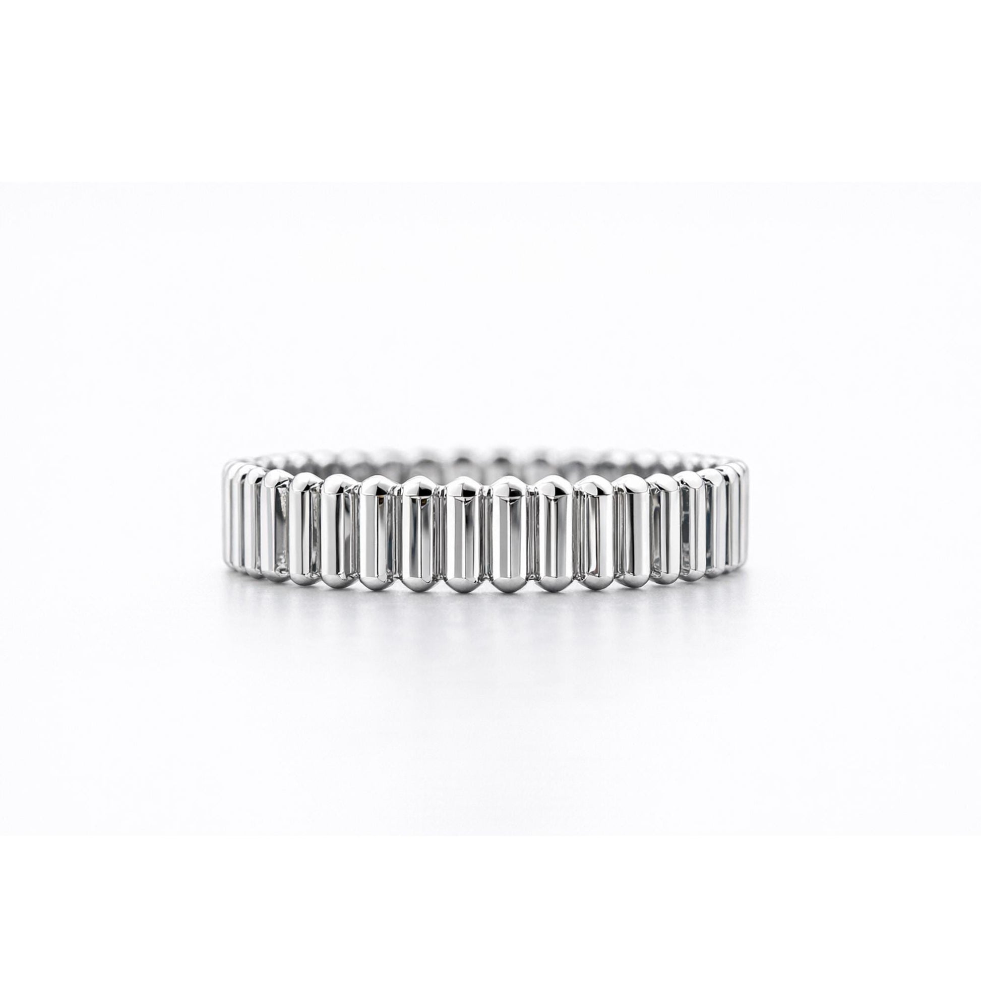 PT950 platinum ribbed wedding band 4mm front view