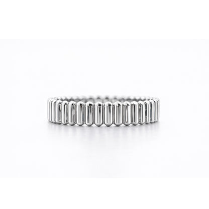 PT950 platinum ribbed wedding band 4mm front view