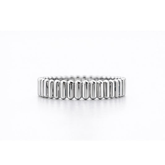 PT950 platinum ribbed wedding band 4mm front view