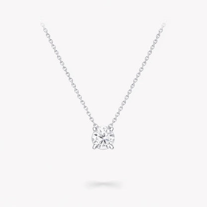 PT950 platinum lab-grown diamond solitaire necklace isolated on white