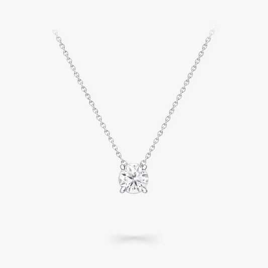 PT950 platinum lab-grown diamond solitaire necklace isolated on white