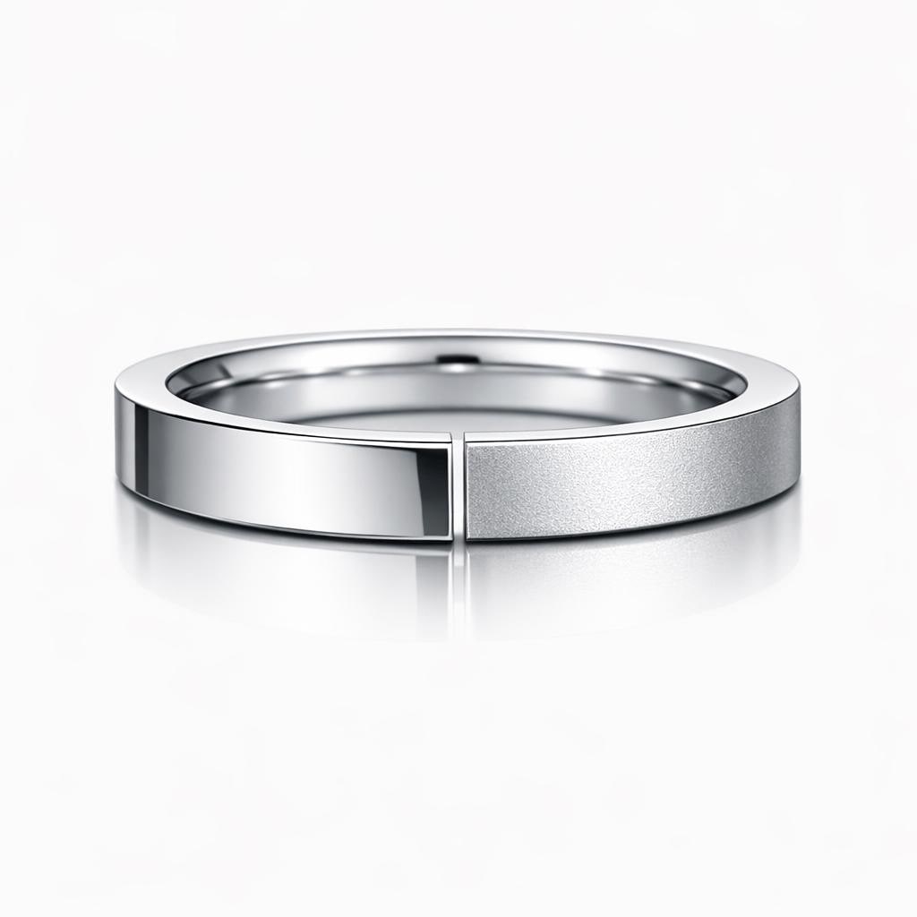 PT950 platinum dual texture gap ring 5mm front view