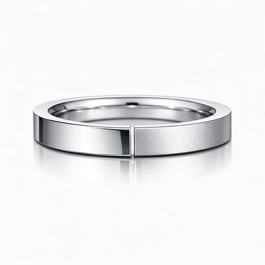 PT950 platinum dual texture gap ring 5mm front view