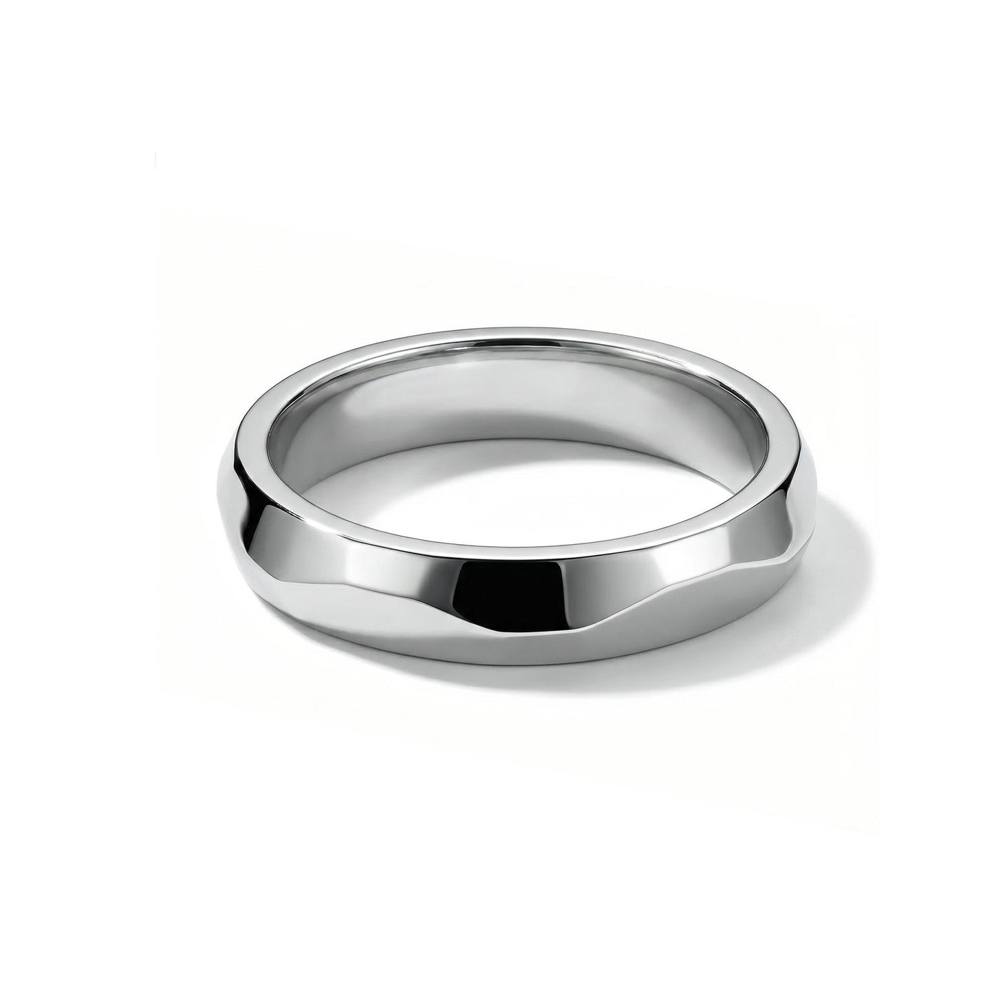 PT950 platinum faceted statement ring 5mm front view