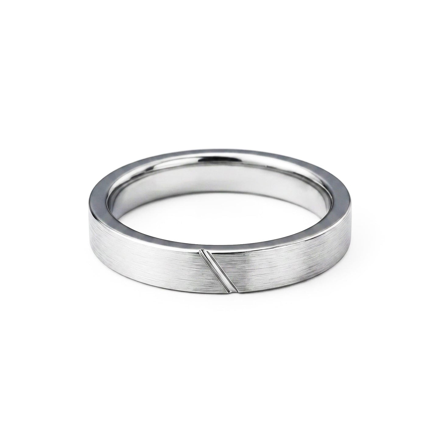 PT950 platinum slim brushed wedding band 3mm front view