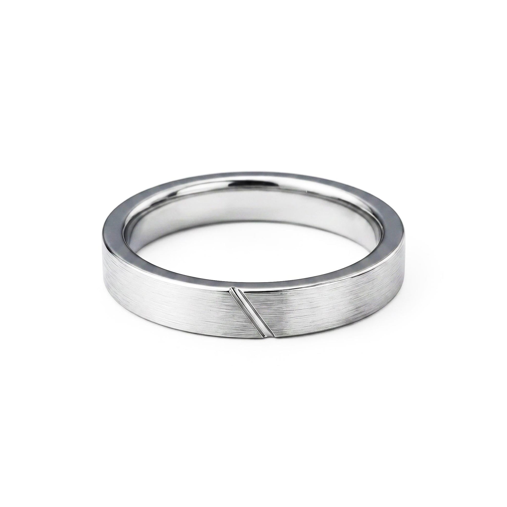 PT950 platinum slim brushed wedding band 3mm front view