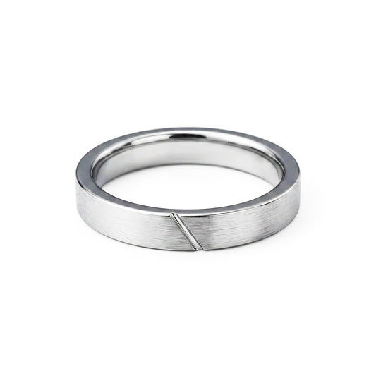 PT950 platinum slim brushed wedding band 3mm front view