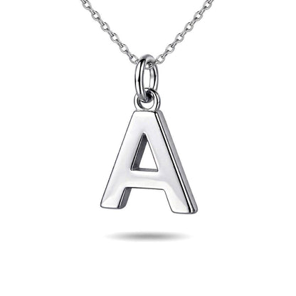 Solid PT950 platinum letter A initial pendant necklace