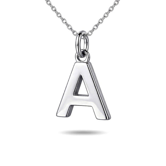 Solid PT950 platinum letter A initial pendant necklace