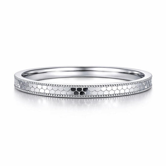PT950 platinum faceted wedding band 2mm front view