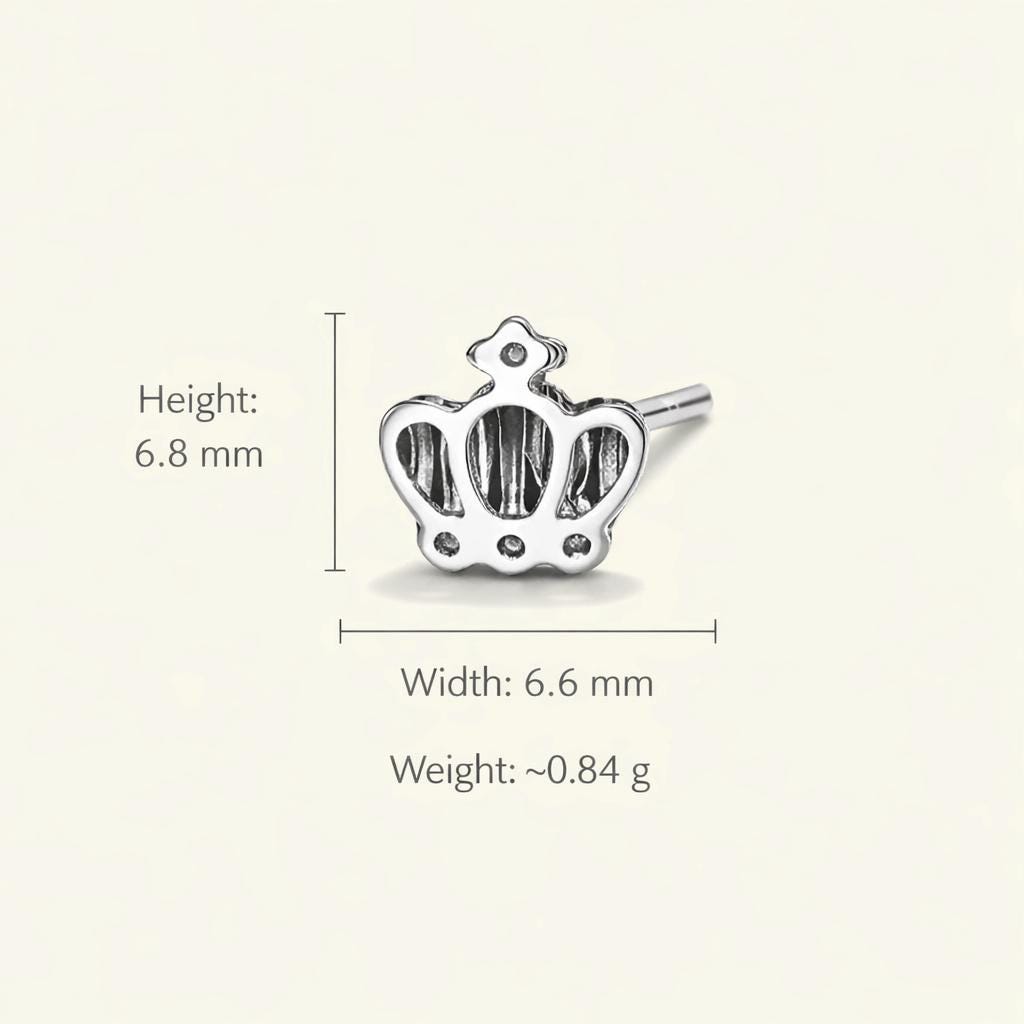 PT950 crown stud earring size and weight guide