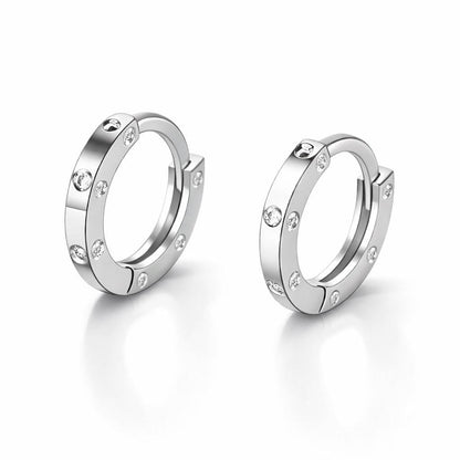 Angled pair of solid PT950 platinum 6mm huggie hoops