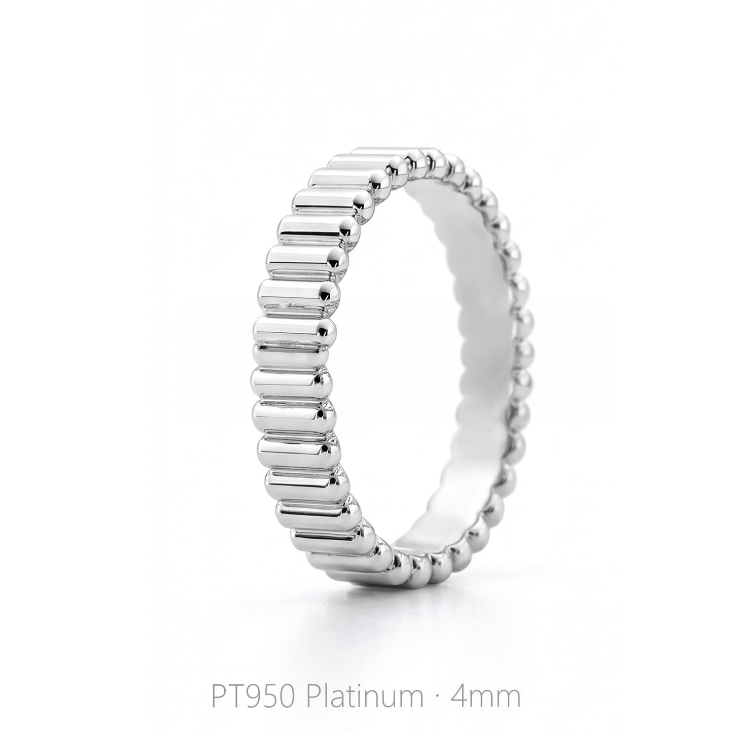 PT950 platinum ribbed wedding band 4mm close-up detail