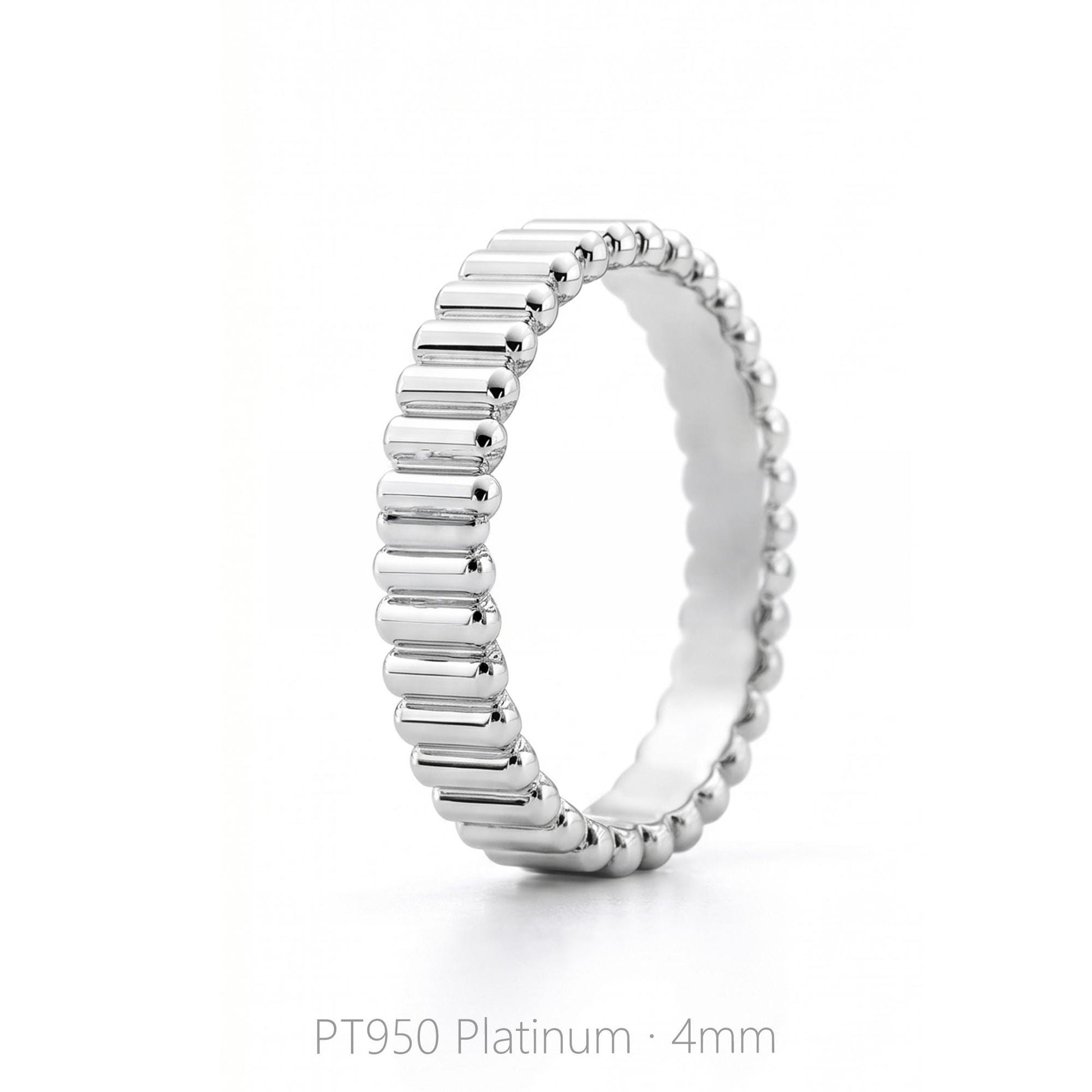 PT950 platinum ribbed wedding band 4mm close-up detail