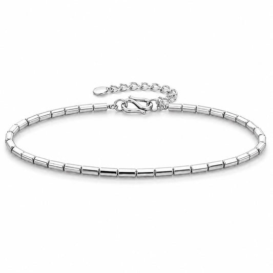 Solid PT950 platinum barrel-link bracelet 1.5mm on white