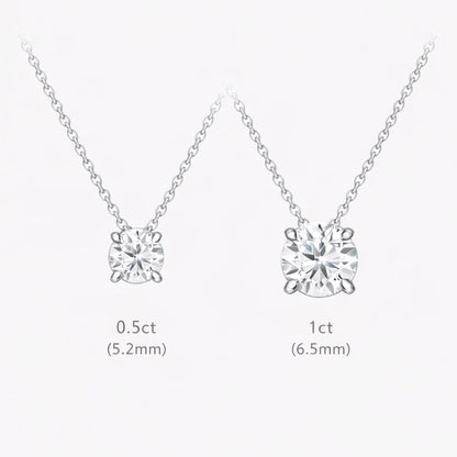 Half-carat and one-carat lab-grown diamond solitaire size comparison