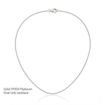 Full circular view of laser-cut platinum olive-link necklace