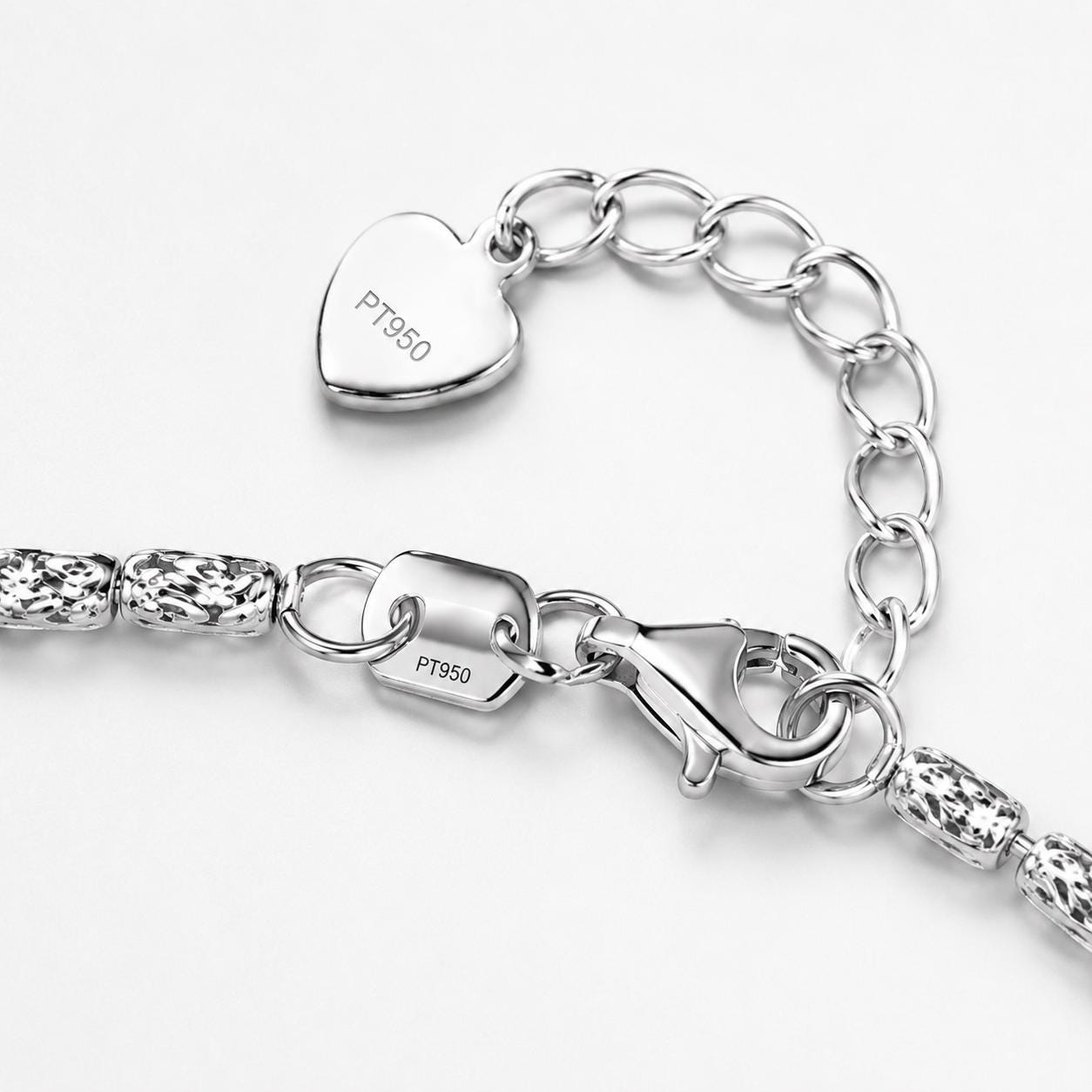 PT950 stamp and lobster clasp on ripple-link bracelet