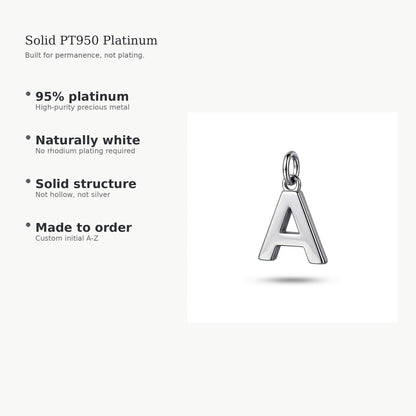 PT950 platinum initial pendant material and made-to-order guide