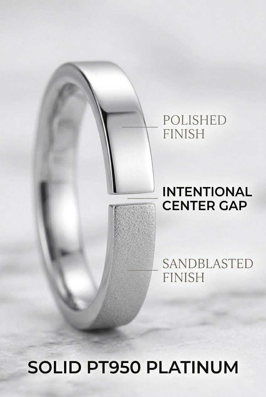 PT950 platinum dual texture gap ring 5mm close-up detail