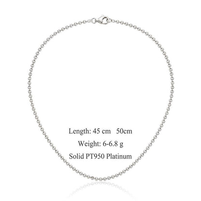Platinum bead chain guide showing 45 and 50cm lengths and weights