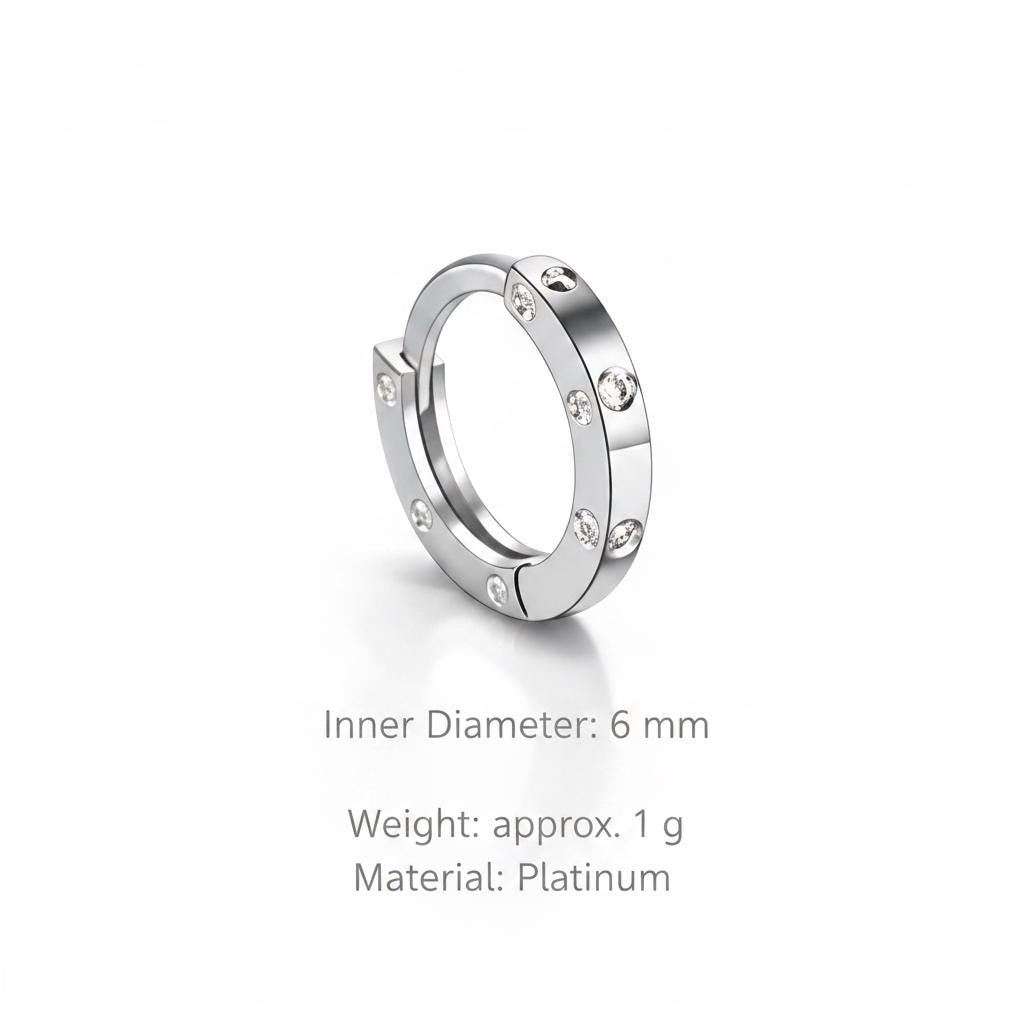 PT950 platinum 6mm huggie hoop size and weight guide