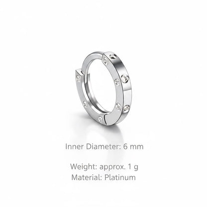 PT950 platinum 6mm huggie hoop size and weight guide