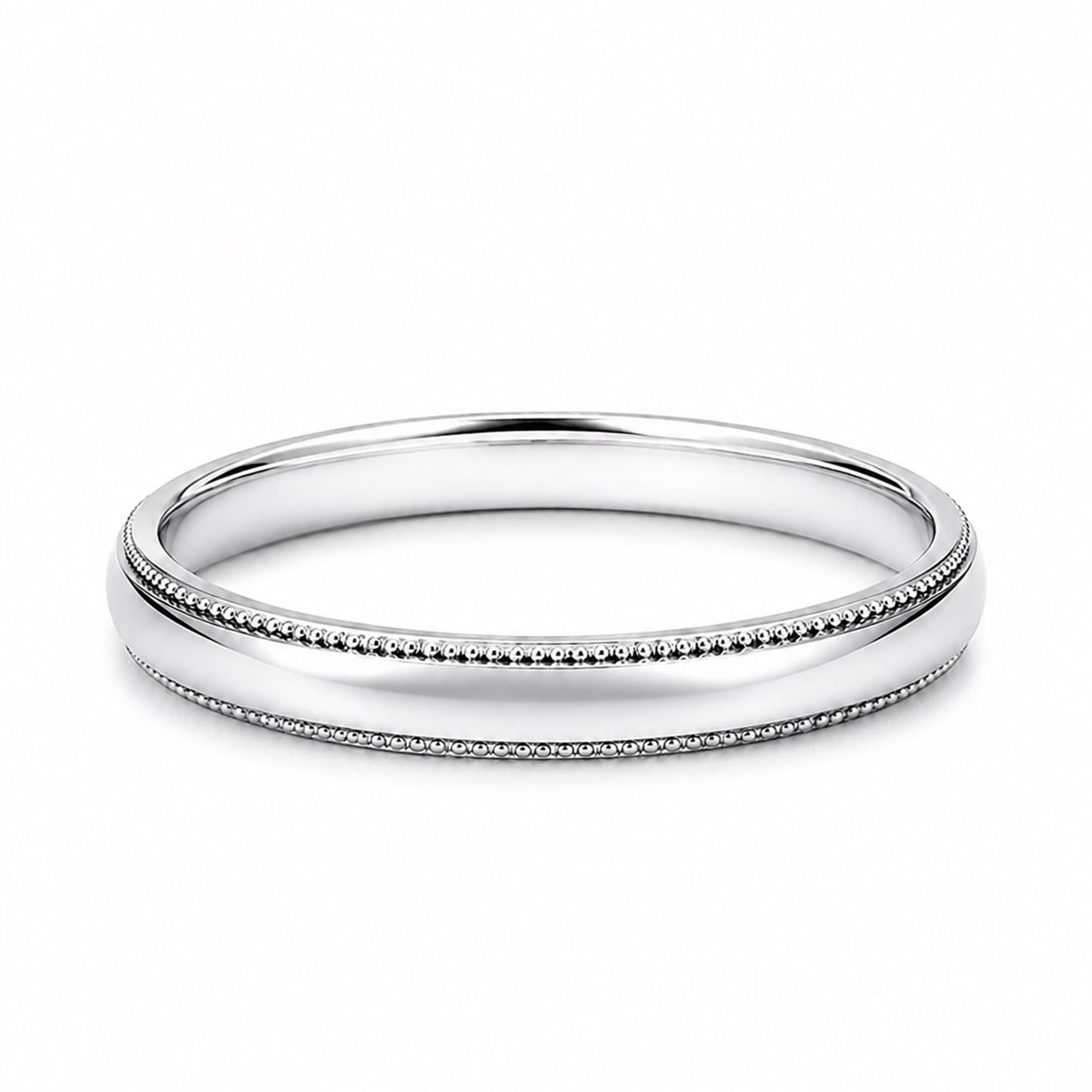 PT950 platinum milgrain wedding band 3mm front view
