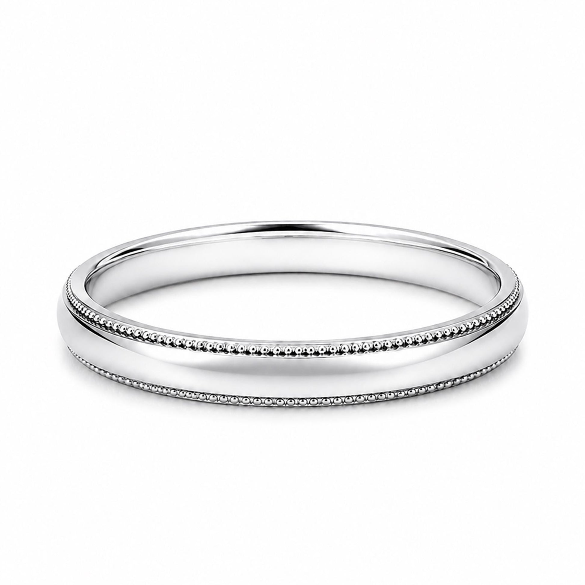 PT950 platinum milgrain wedding band 3mm front view