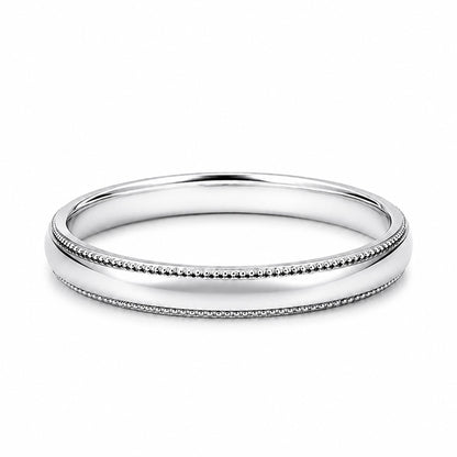 PT950 platinum milgrain wedding band 3mm front view