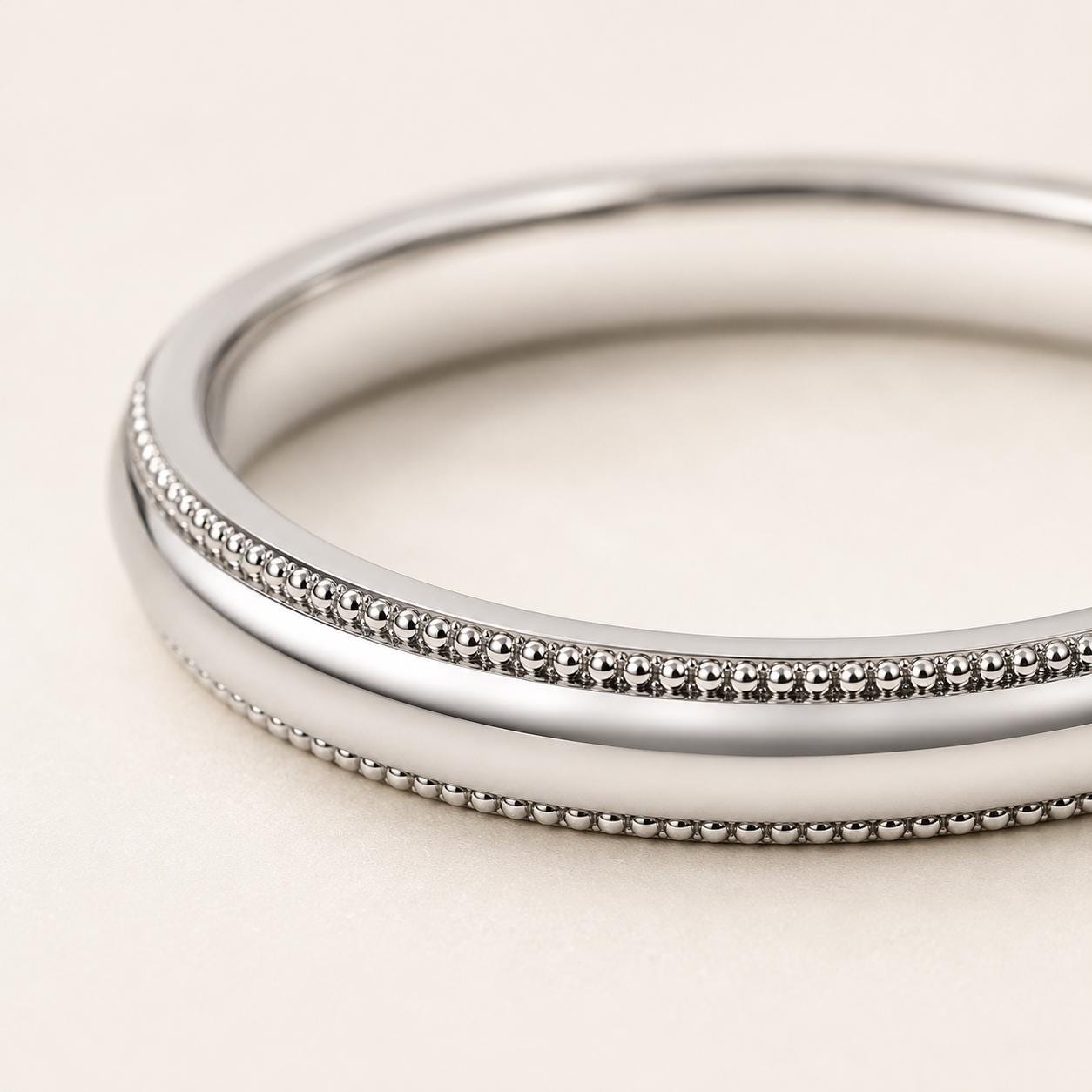 PT950 platinum milgrain wedding band 3mm worn view