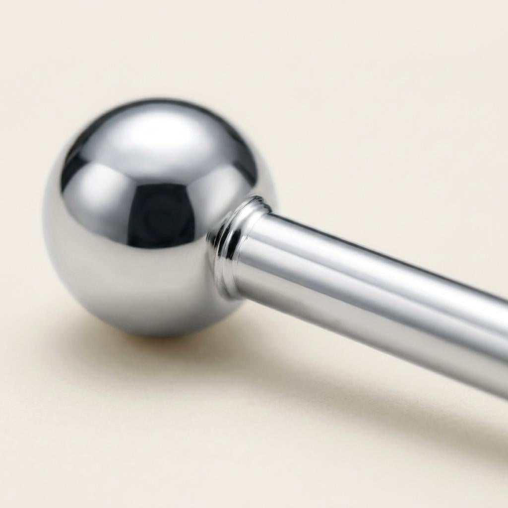 Macro view of solid PT950 platinum 2mm micro ball stud