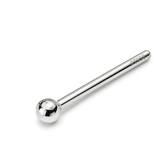 Single solid PT950 platinum 2mm micro ball stud earring