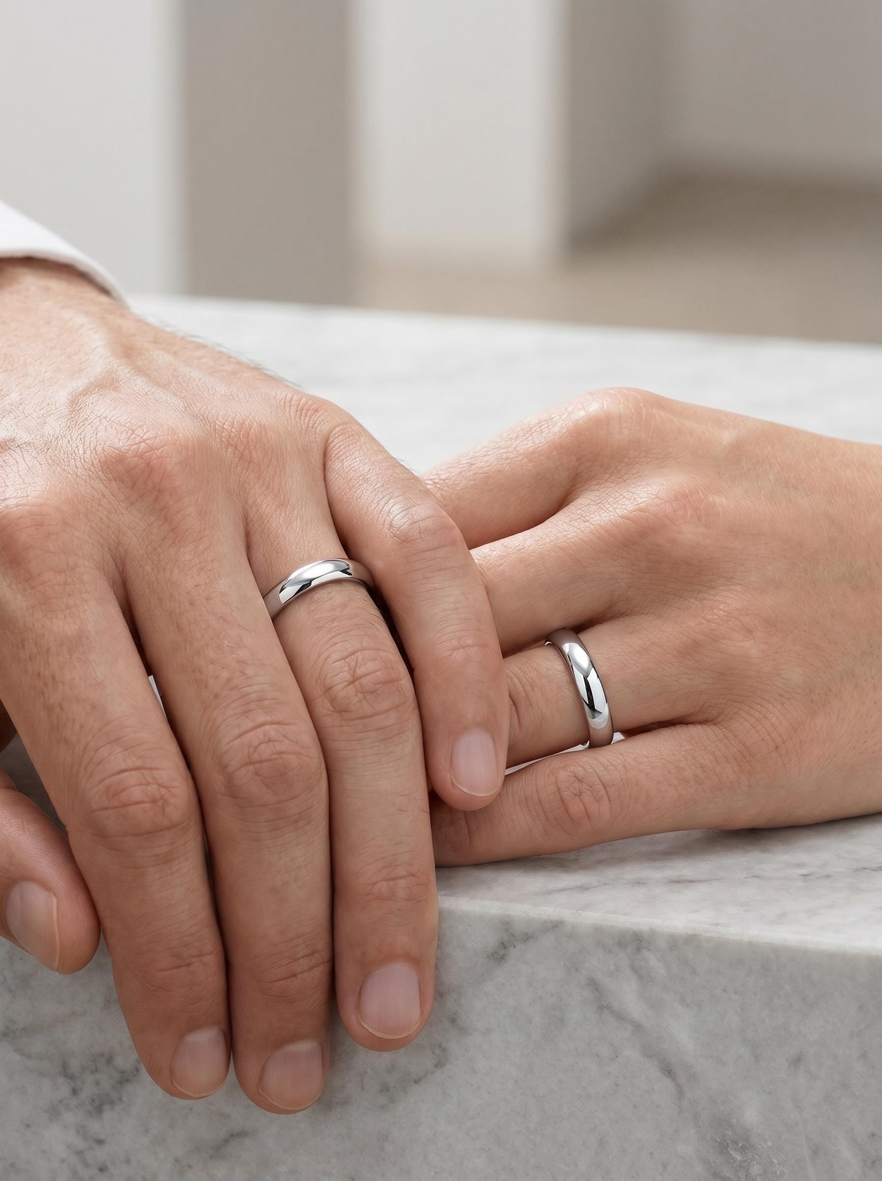 PT950 platinum court wedding band in 3mm or 4mm angled view