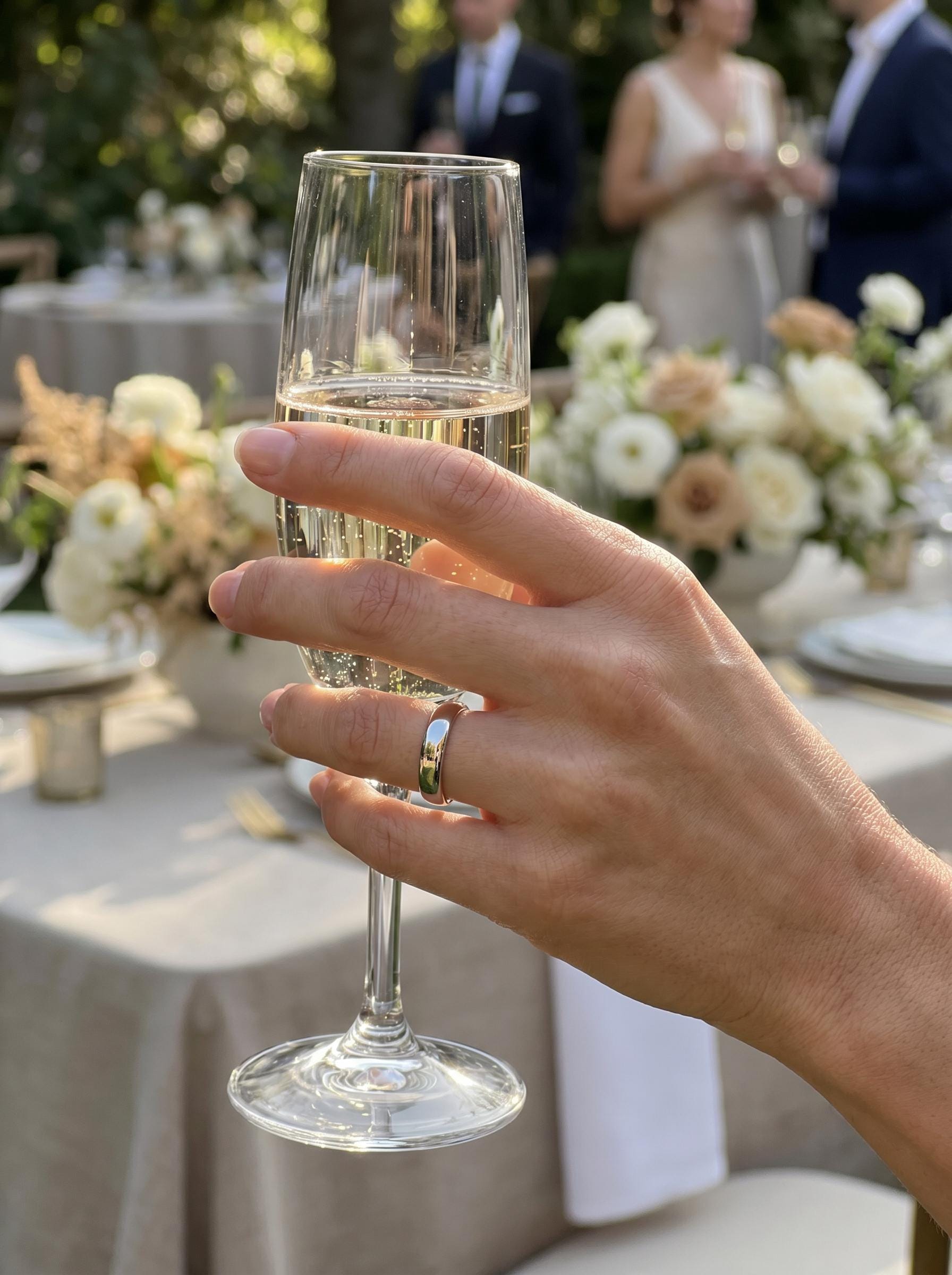 PT950 platinum court wedding band in 3mm or 4mm on-hand view
