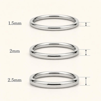 PT950 platinum thin wedding band in 1.5mm 2mm or 2.5mm on-hand view