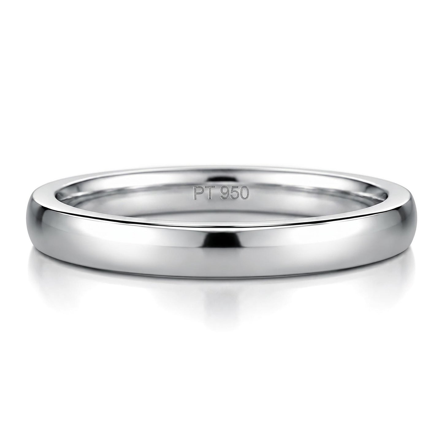 PT950 platinum court wedding band in 3mm or 4mm front view