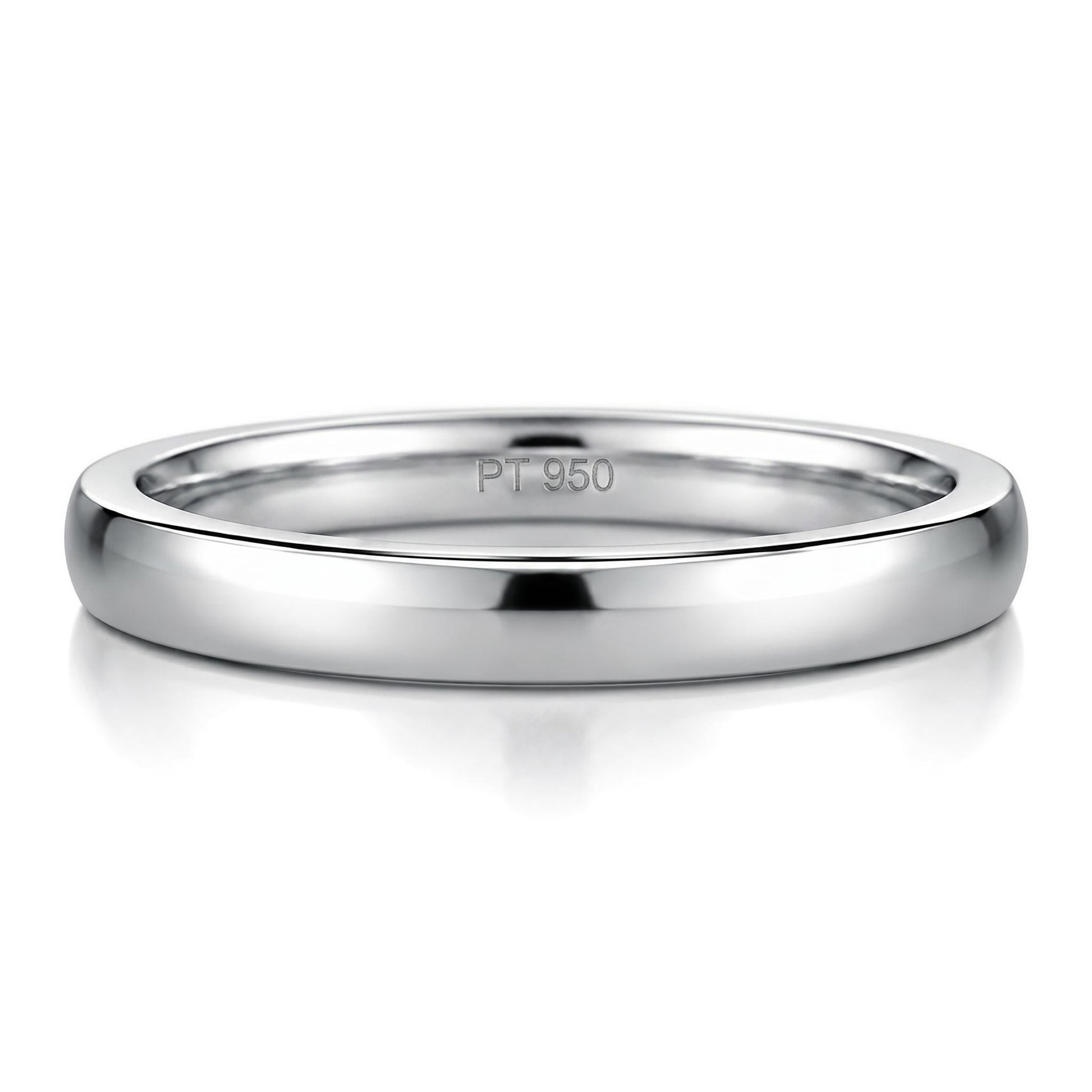 PT950 platinum court wedding band in 3mm or 4mm front view