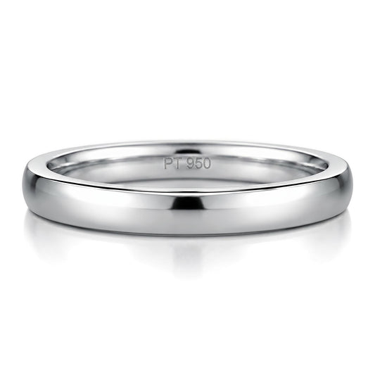 PT950 platinum court wedding band in 3mm or 4mm front view
